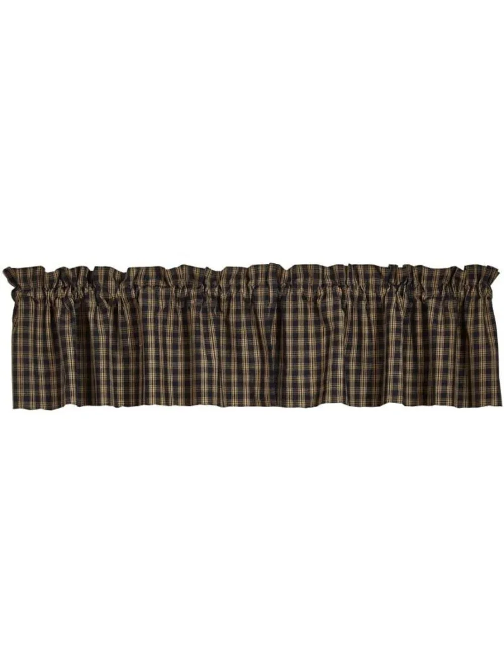 Farmhouse Plaid Window Valance Curtain - Navy & Tan, 72